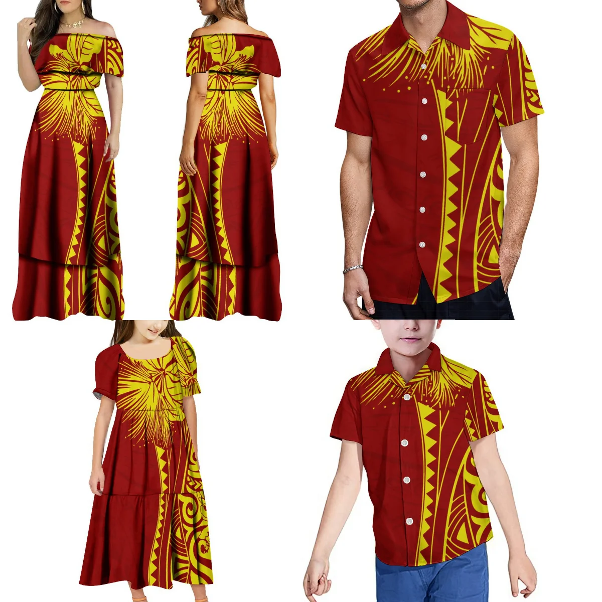 Оригинальная полинезийская семейная Одежда для взрослых и детей летнее женское