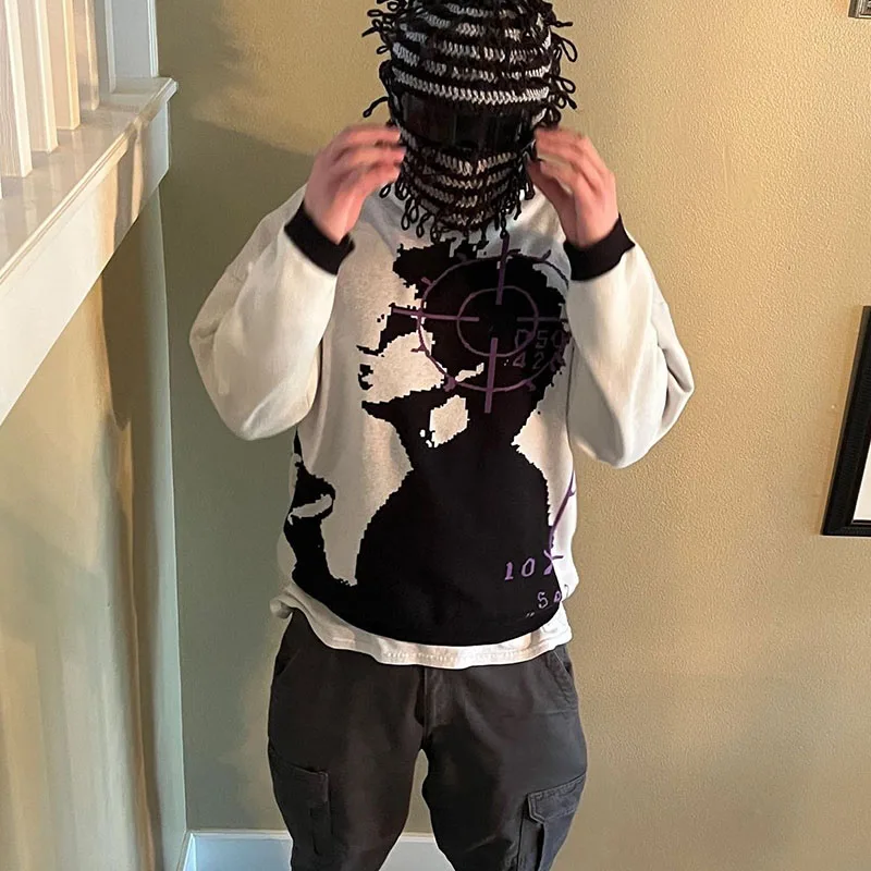 Мужской Свитер Y2k Зимние Пуловеры Вязаные Топы С Длинными Рукавами Корейский