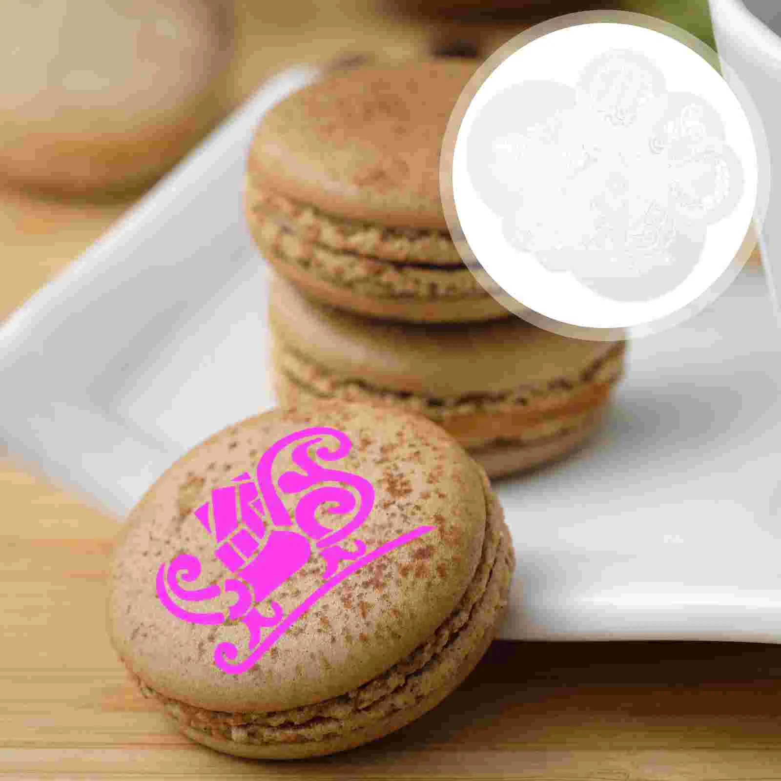 

6pcs Drawing Stencils Baking Powder Sifters Flowers Coffee Stencils (White)