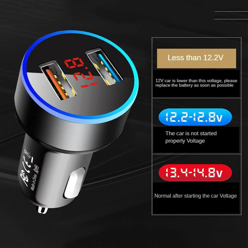 

Dual USB Car Fast Charger Car Accessories 2 Port Cigarette Lighter Adapter Fast Charger USB Power Adapter for All Smart Phones
