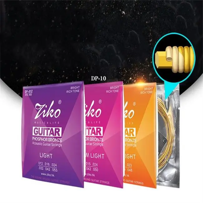 

DP Series 1 Set of Acoustic Guitar Strings 1st-6th 010-048,011- 050,012-053 Inch Hexagon Alloy Core Phosphor Bronze Wound