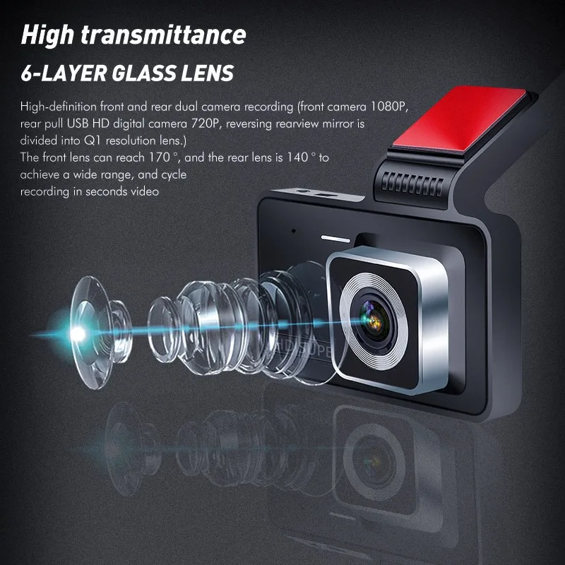 $144.92 2022 NEW Car DVR Video Recorder Dash Camera 1080P Rear View Dual Lens 4 HD G Sensor Portable Cycle Recording Dash Cam Dashcam