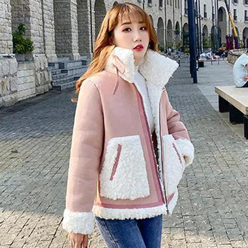 

2022 New Autumn Thick Wool Warm Coat Women Casual Fleece Jacket Loose Lady Fur Coat Student Clothes Korean Style Lambswool