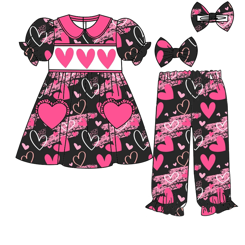 Изысканная детская одежда на День Св. Валентина эластичный костюм с короткими