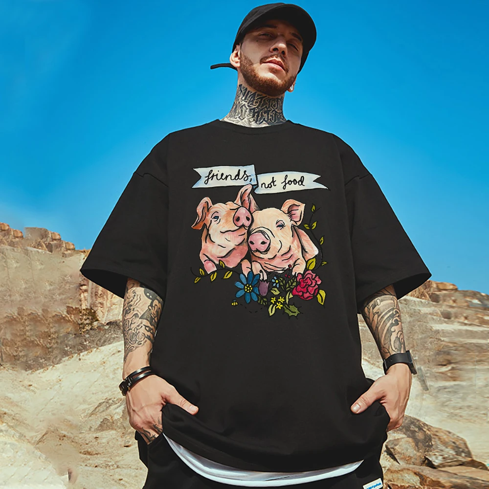 

Футболка мужская хлопковая в винтажном стиле с надписью «This Friends Not Food»