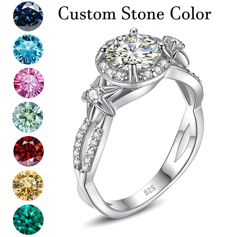

Kirin Palace D Color 1.2ct Moissanite Diamonds Ring 925 Sterling Silver Ring Wedding Engagement for Women Fine Jewelry