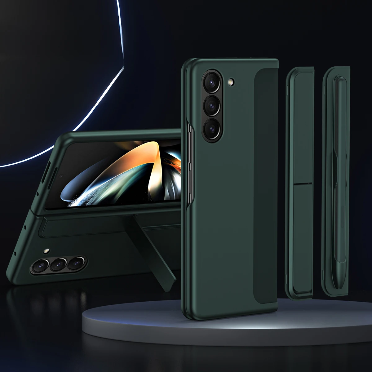 

Невидимая подставка 2 в 1, защитный чехол с полным покрытием для Samsung Galaxy Z Fold 5, складной противоударный чехол для телефона со слотом для ручки