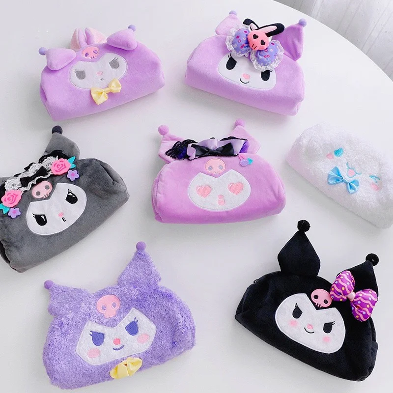 

Kawaii Sanrio Pencil Case Cartoon Kuromi Melody Cute Student Plush Stationery Bag Sundries Girls Portable Cosmetic Storage Bag