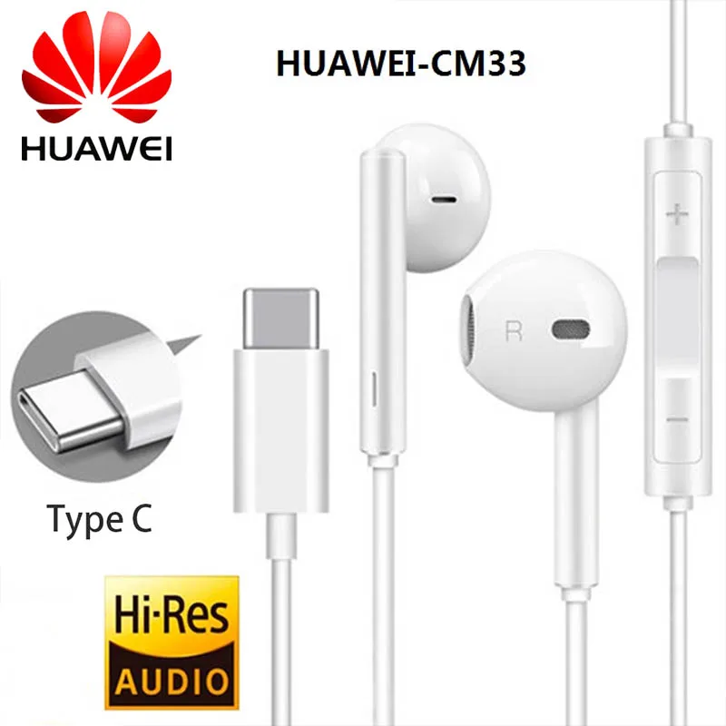 Оригинальные наушники HUAWEI CM33 USB Type-C наушники-вкладыши гарнитура с микрофоном для