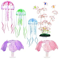 fish tank decorations silicone aquarium ornaments artificial floating jellyfish coral plant simulation coral ornament
