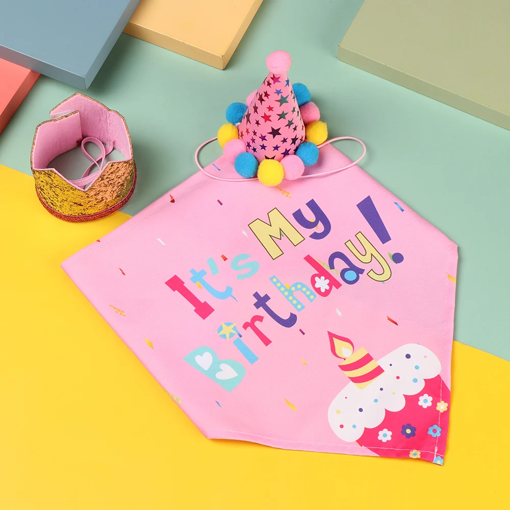 

Cute Pet Birthday Hat Bib Sequin Design Tiara Hat Hat Cat Dog Birthday Clothing Pet Accessories Decoration Supplies