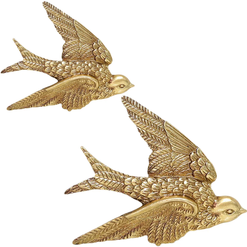 

2 Pcs Resin Bird Figurine Decor Home Bird Wall Decor Vintage Decor A Pair Wall-mounted Swallows Christmas 3d Bird Figurine