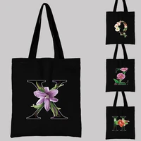 foldable shopping bag reusable eco bags for grocery flower letter name women shopper bag large handbags student canvas tote bag