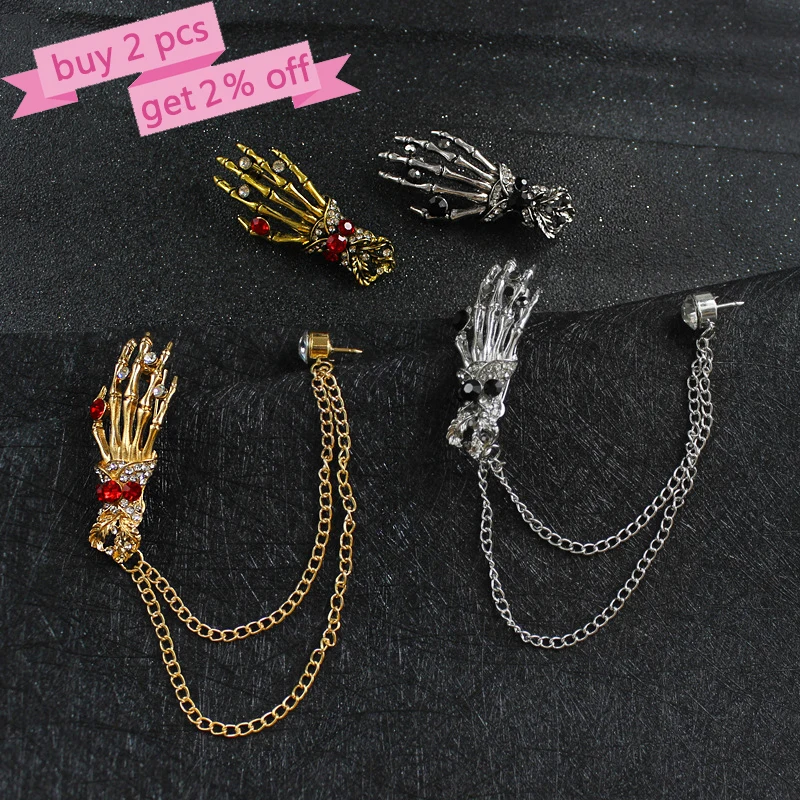 Мужская классическая рубашка шея бахрома цепочка брошь готическая классика