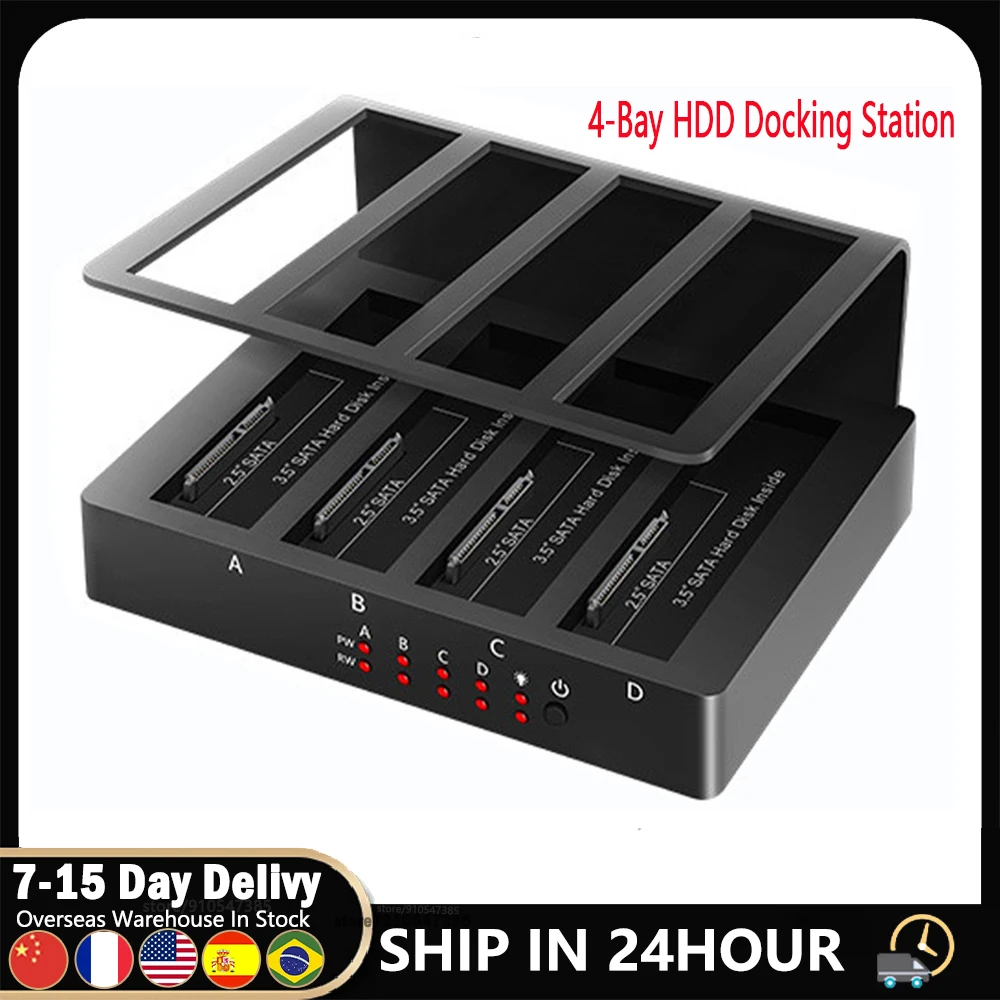 

4-Bay USB 3.0 SSD SATA Serial Port 2.5 Inch/3.5 Inch HDD Docking Station For Windows 7/8/8.1/10 US/EU Plug