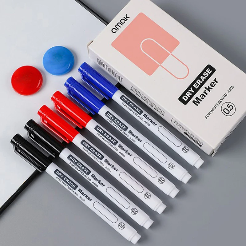Erasable Whiteboard Pen Extremely Thin 0.5MM Dry Erasing Pen Office Examination Waterproof Marker Pen Canetão Para Quadro Branco