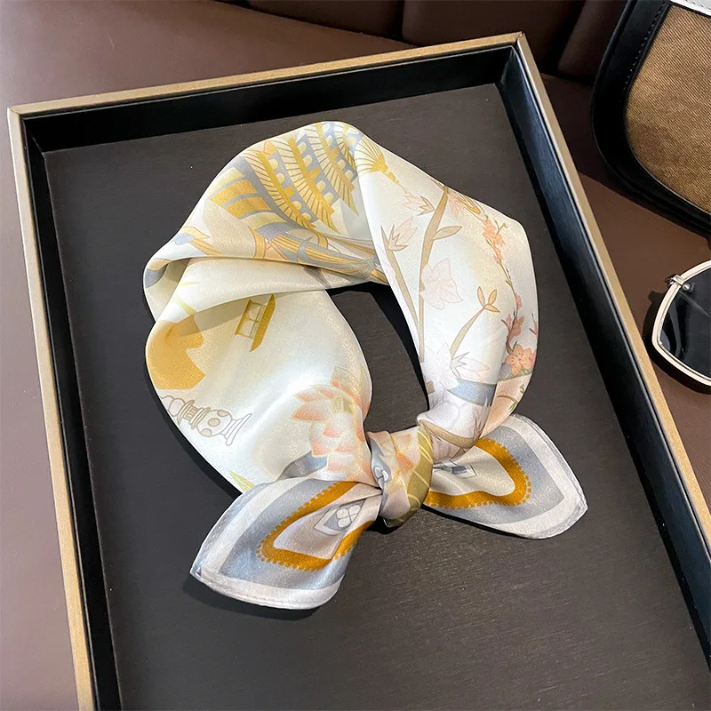 Женский шейный платок из натурального шелка тонкий бандана маленькие повязки