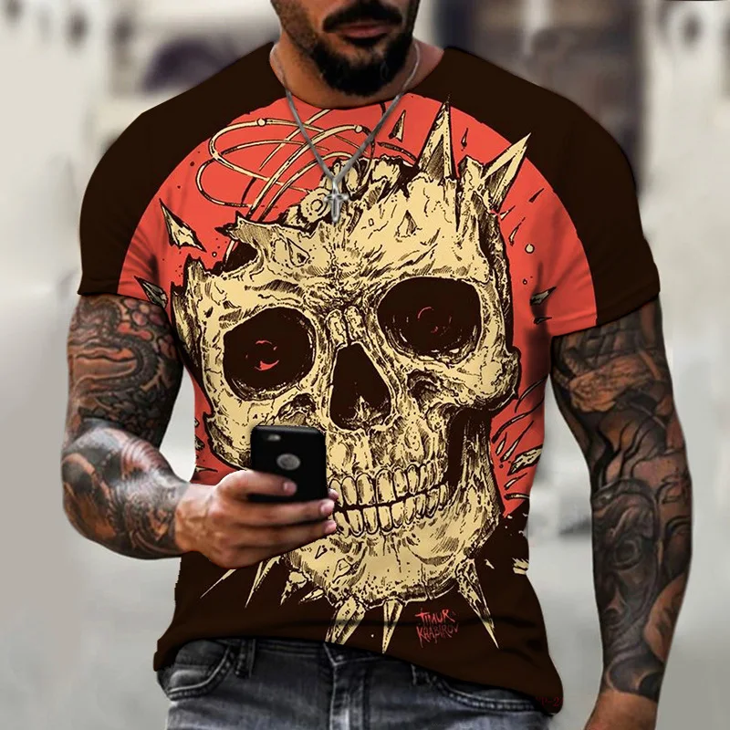 

3D Horror Skull T Shirt For Male 3d Tshirts Graphic Men‘s Short Sleeve Death Tops Oversized Tee Shirt Man Clothing Male Camiseta