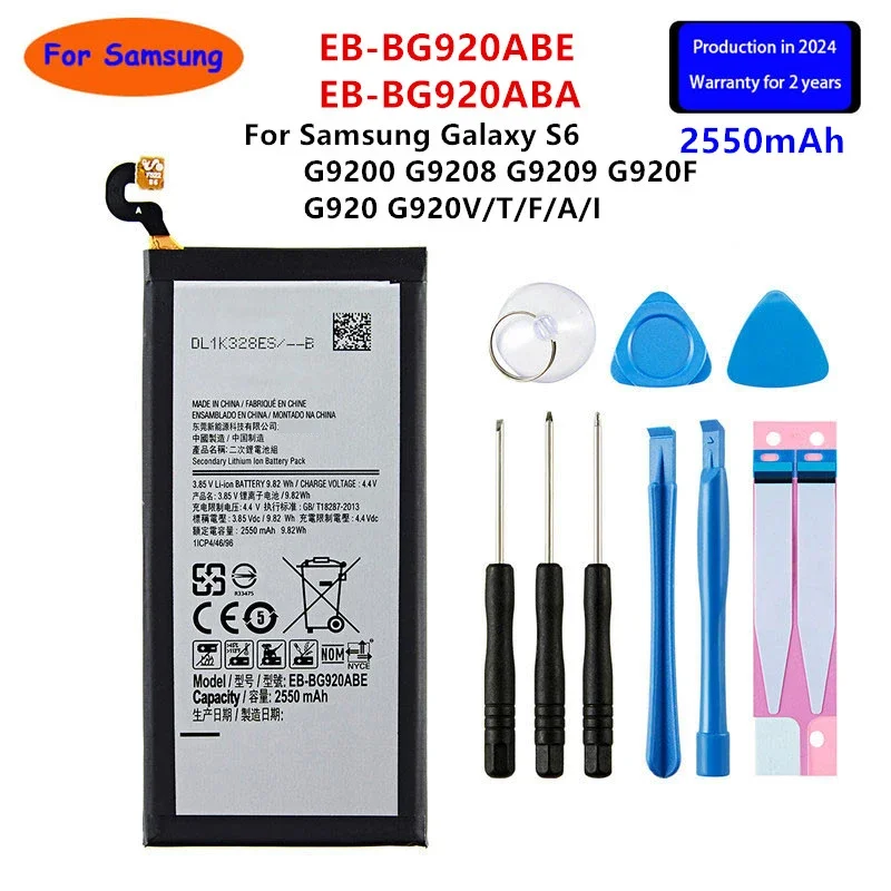 Совершенно новый аккумулятор EB-BG920ABE EB-BG920ABA 2550 мАч для Samsung Galaxy S6 G9200 G9208 G9209 G920F G920