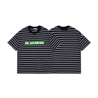 hot sale casual striped short sleeved letter printing jil sander oversized loose t shirt couple sweatshirts for men and women