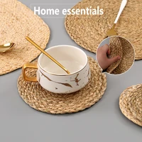 1pcs handmade weave non slip placemat coaster corn hull for table dinne round insulation pads table mats pads home decor mat