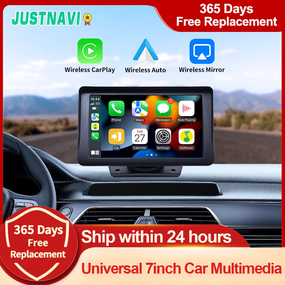 

Универсальный 7-дюймовый автомобильный радиоприемник JUSTNAVI, мультимедийный видеоплеер для Carplay, Автомобильное Зеркало, экран IPS для VW / Toyota/ KIA /HYUNDAI