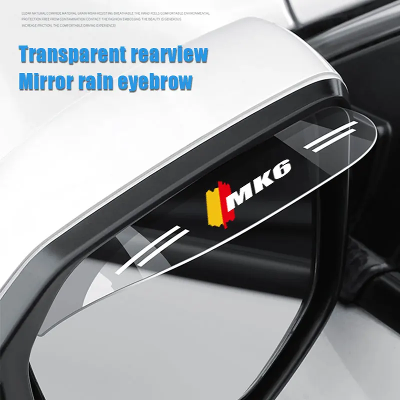 

2Pieces Rearview Mirror Rain Shade For VW Golf MK6 Logo Flexible PVC Car Back Mirror Rain Cover Car Acc Rainproof Blades