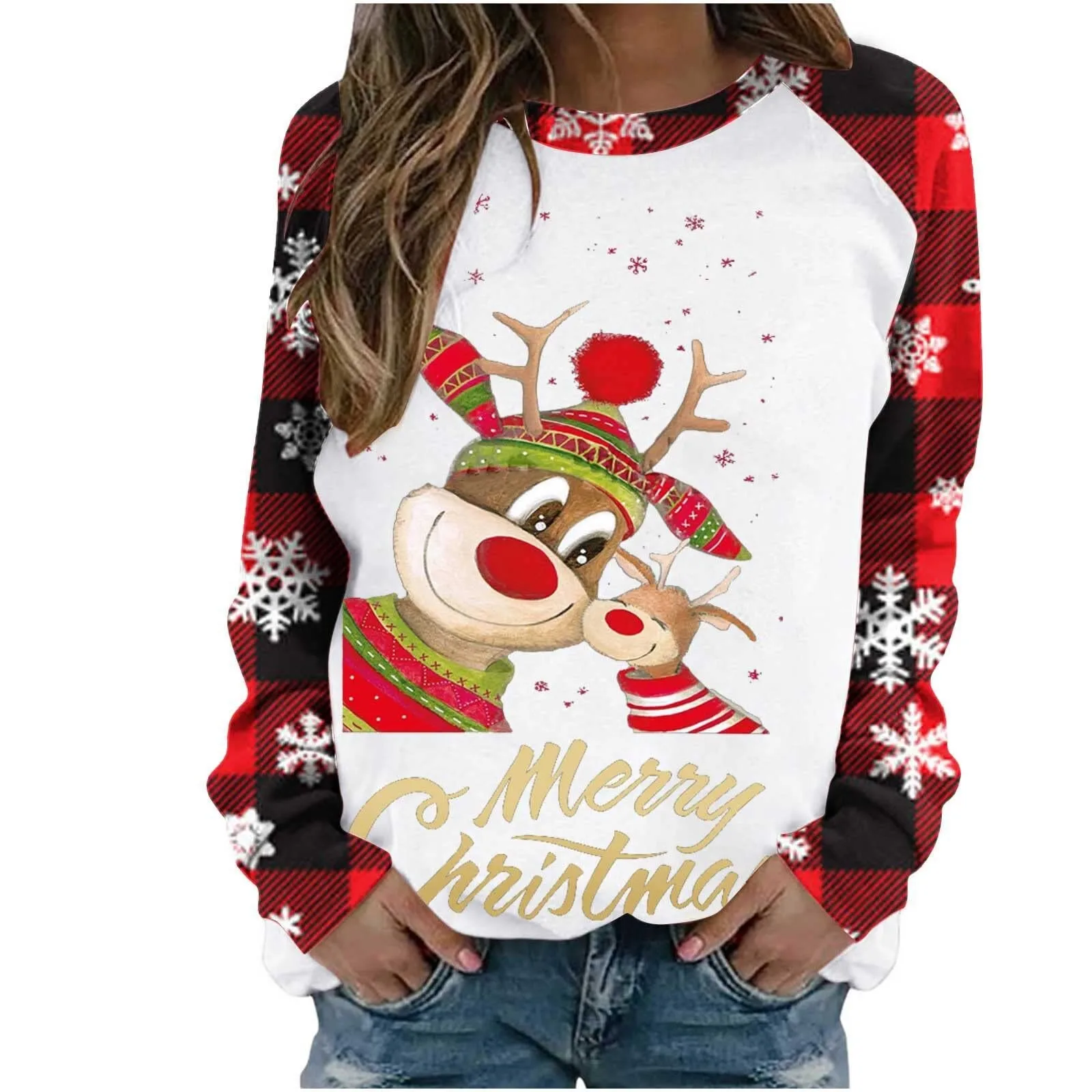 

Christmas Christmas Long Sleeve Pullover Print Sweatshirt Fleece Sweatshirt Hoodies Women