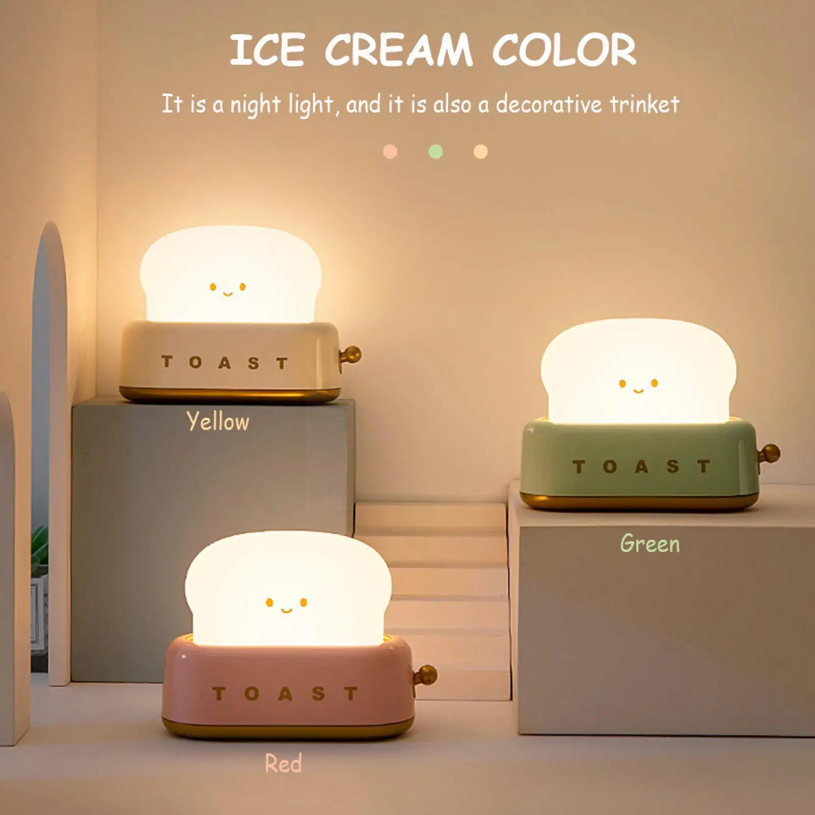 

Cute Toast Night Light Kids Lamp, Rechargeable Usb Led Bread Toast Night Lamp Dimmable For Kids Bedroom Timing Sleeping Lam T0m3