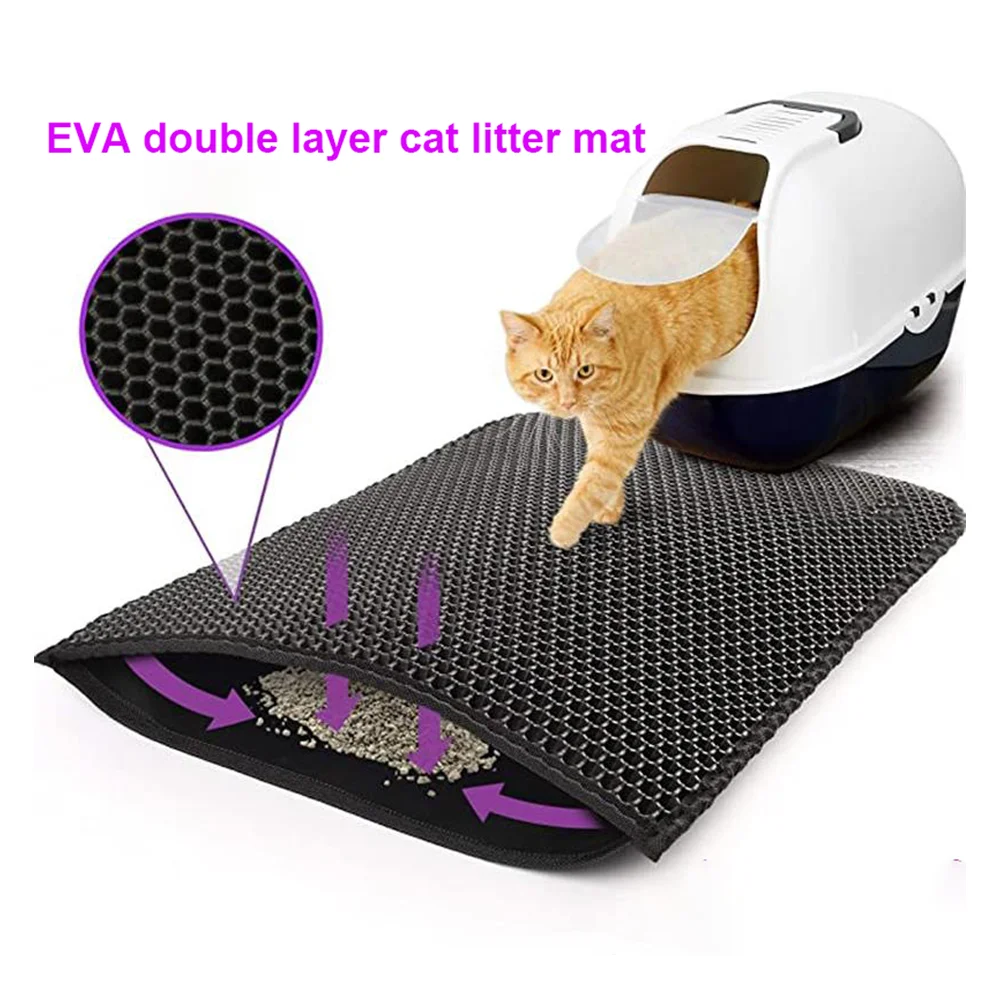 Waterproof EVA Double Layer Cat Litter Box Mat Non-slip Sand Cat Pad Washable Bed Mat Clean Pad Matunder The Cat Litter Box
