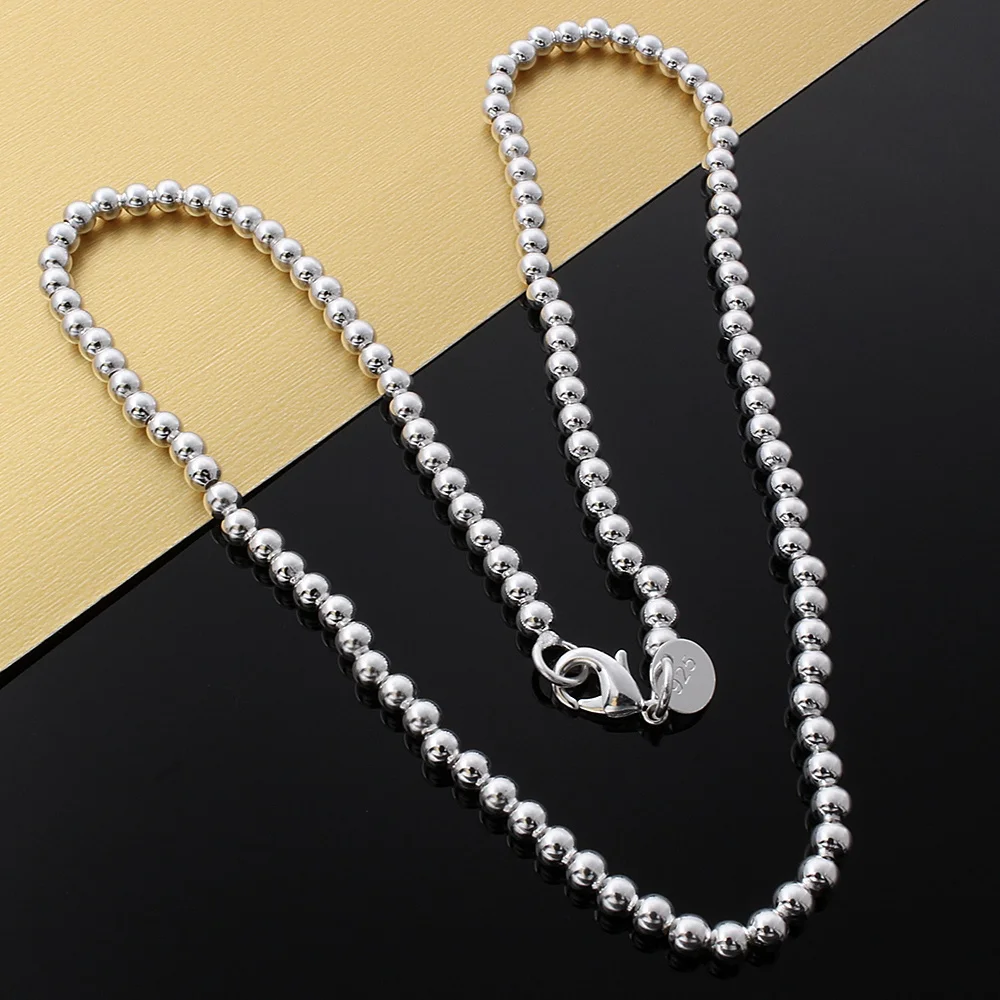 

Charms 925 Sterling Silver Classic fine 4MM Beads chain Necklaces for woman fashion party wedding Jewelry Christmas Gifts