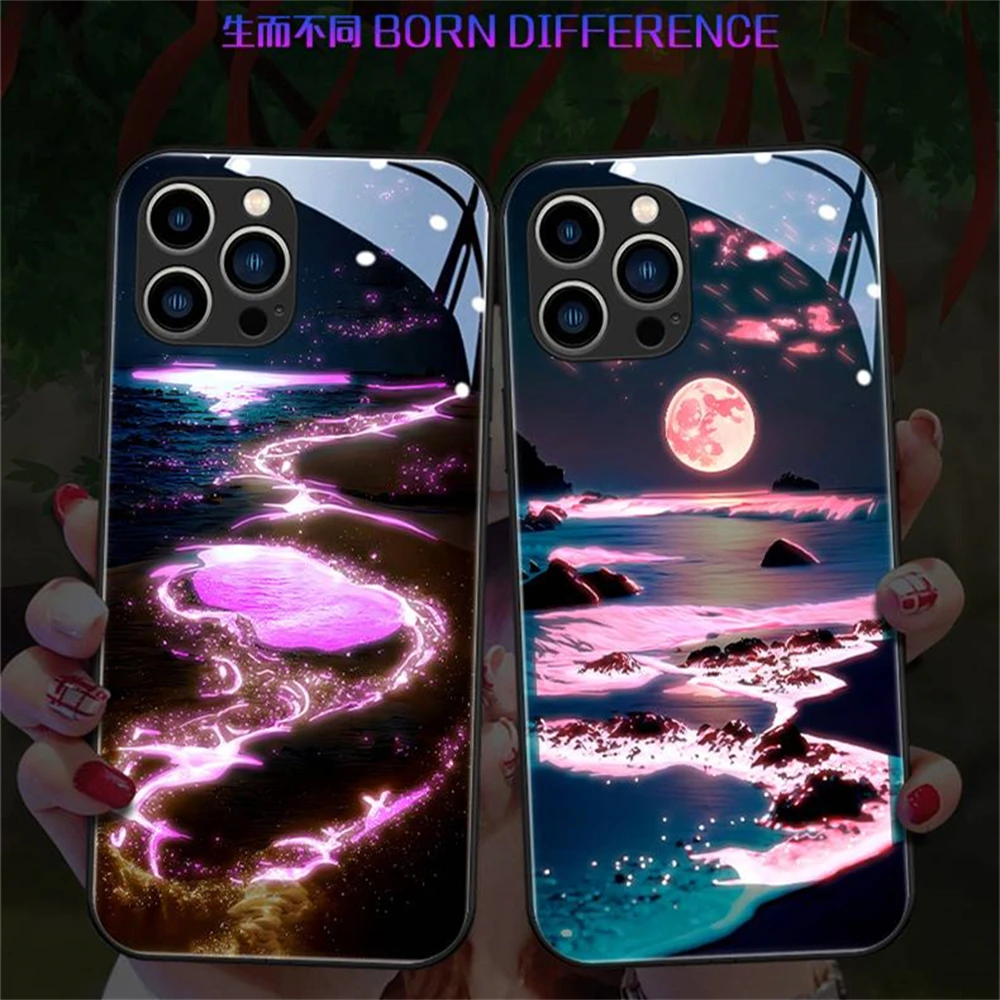 Фото Чехол для телефона Pretty Dreamy Forest со светодиодной подсветкой и вспышкой для Samsung S25 S24 S23 S22 S21 S20 FE Plus Ultra №2