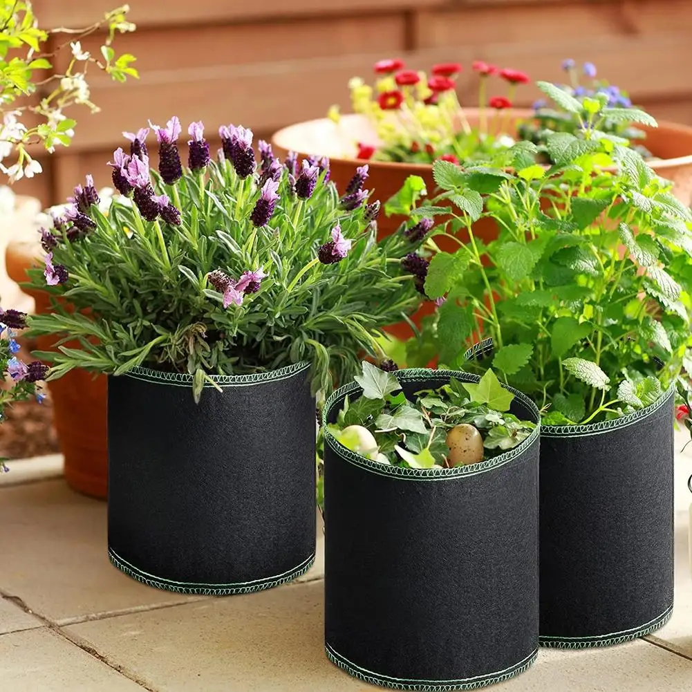 

Portable Plant Grow Bags Thickened Non-woven Plant Containers For Garden Plants Vegetables Flowers Fruits