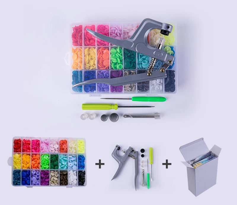 

T5/T8 Colored Plastic Resin Snap Button for Children's Clothing Baby Bids Hats Hand Pressing Pliers Installation Tool Set