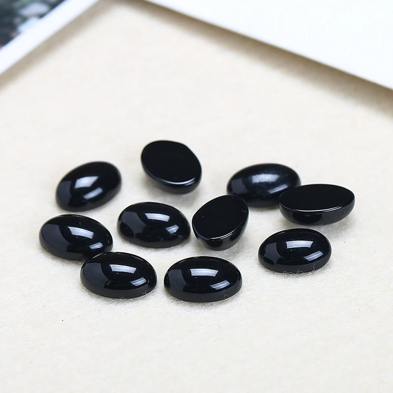 10Pcs 6*8/8*10/10*14mm Natural Stone Beads Ellipse Loose Beads Cabochon Cameo Fit Blank Ring Base Pendant Tray Jewelry Makeing