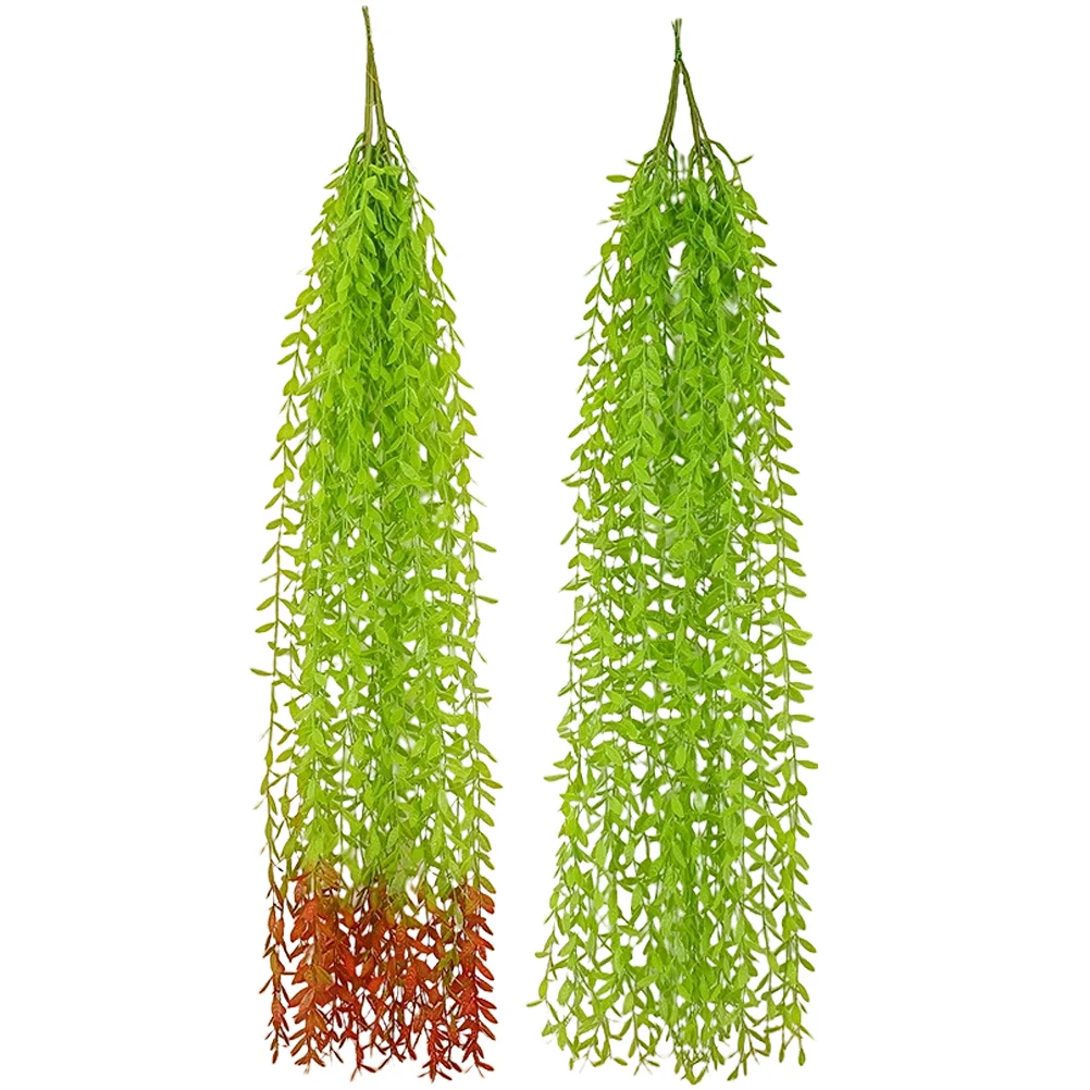 

2pcs Artificial Hanging Plants Fake Green Leaf Green Hanging Plants