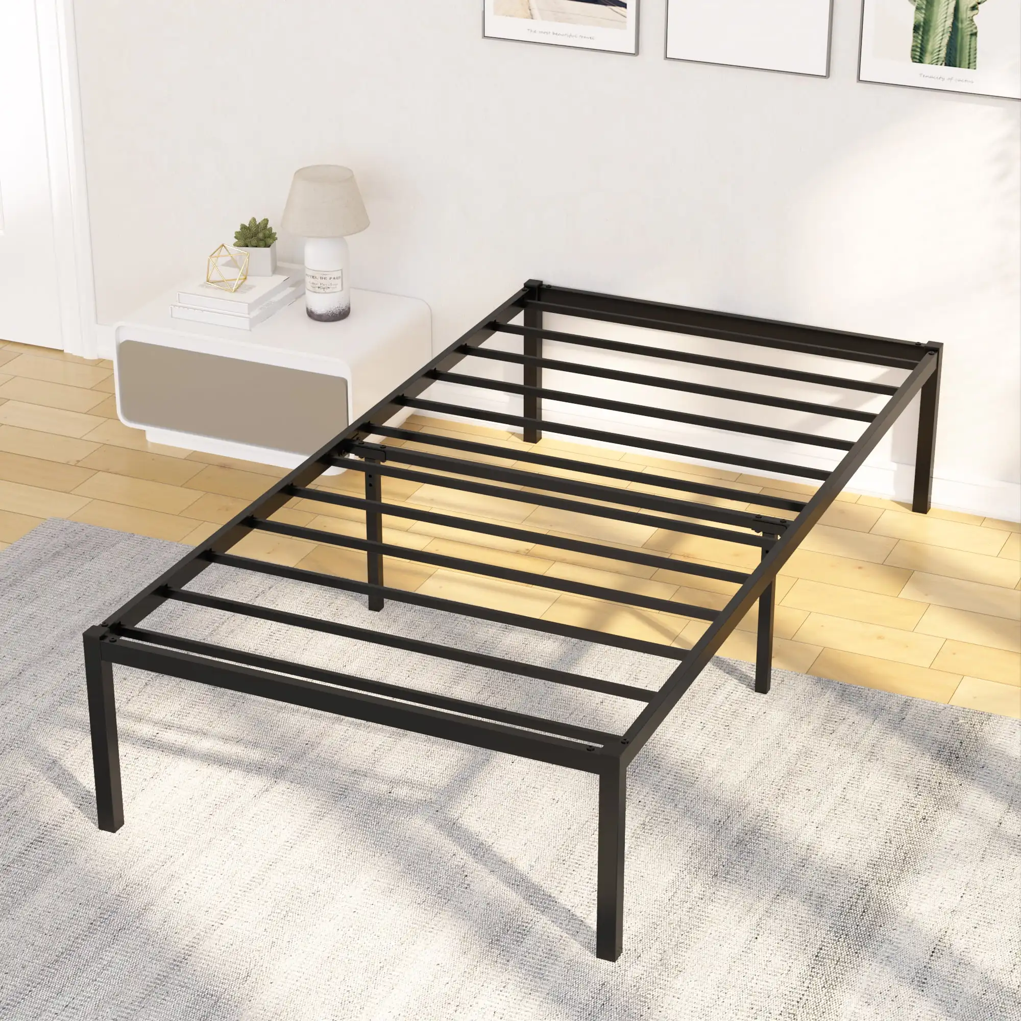 

Metal Storage Platform Bed Frame, Twin, Black
