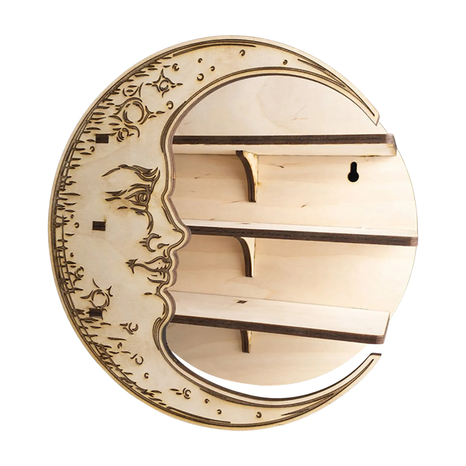 

Wooden Moon Shaped Storage Shelf Crystal Shelf Wall Mounted Hanging Rack Kitchen Bathroom Mounted Hanging Home Decor