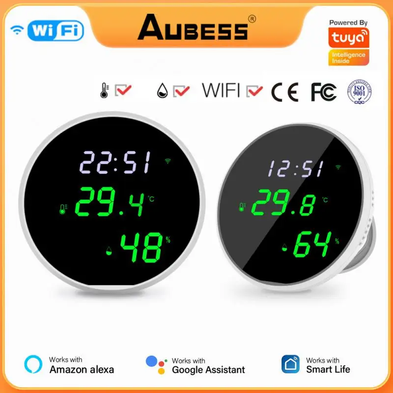 

Умный Wi-Fi датчик температуры и влажности Tuya с ЖК-дисплеем, комнатный гигрометр, термометр, работает с Alexa Google Assistant