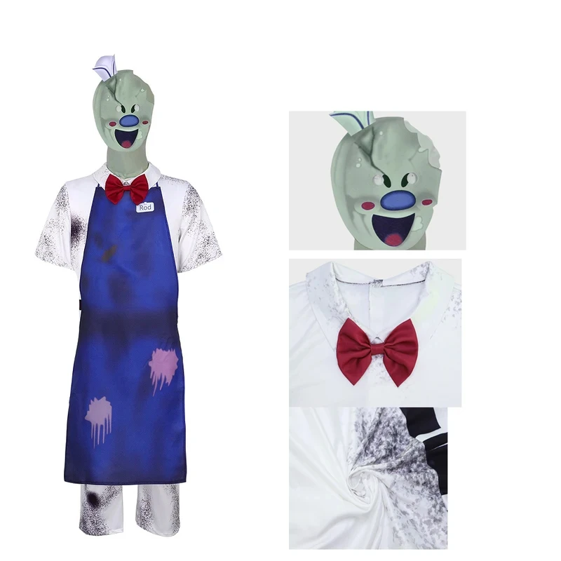 Фото Костюм для косплея Ice Scream Rod из игры A;3,7'd/Fancy Horror Game, комбинезон-фартук для мужчин и женщин, набор для маскарада на Хэллоуин Dw.3;v'6\b/ №2