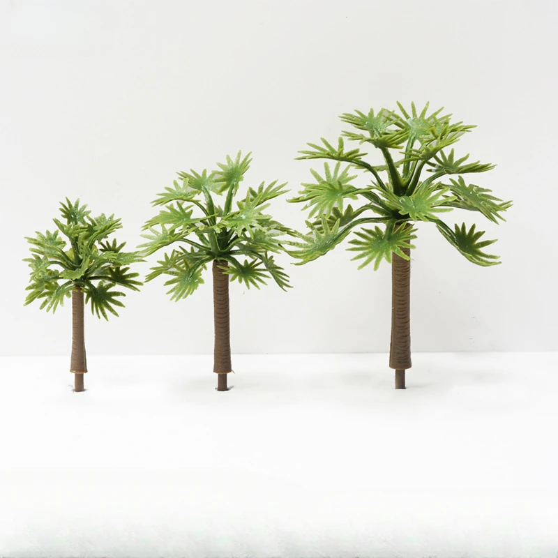 

10Pcs Building Model Landscape Tree Miniature Scene Small Tree Handmade Coconut Tree Miniature Simulation Tropical Coconut Tree