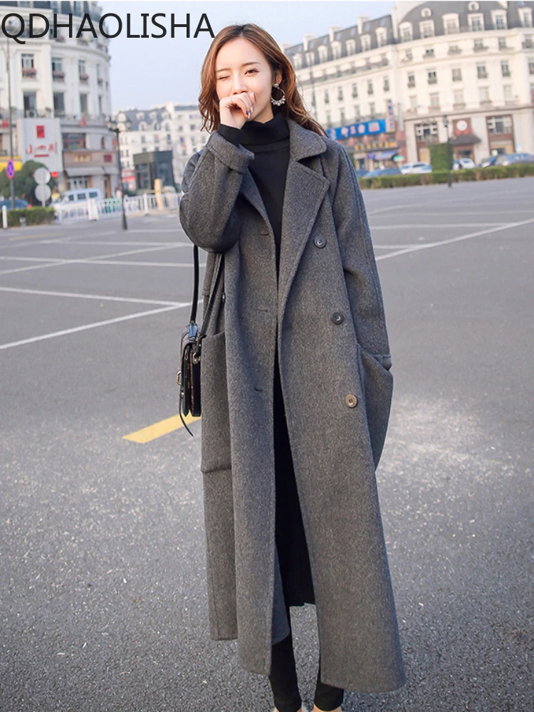 

Женское длинное пальто, новинка сезона осень-зима 2023, женская одежда, трендовая свободная элегантная плотная теплая Тренч, модная уличная одежда