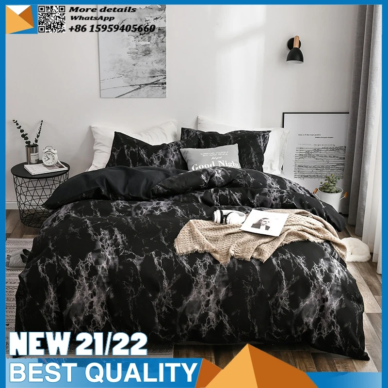 Набор постельного белья "Мраморный узор" - мягкое одеяло и наволочки, дружественные к коже, двустороннее, для домашнего использования.