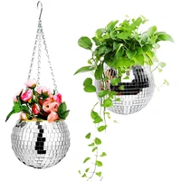 retro disco ball flower pots hanging basket flowerpot plastic mirror cute pots for plants garden accessories home room decor