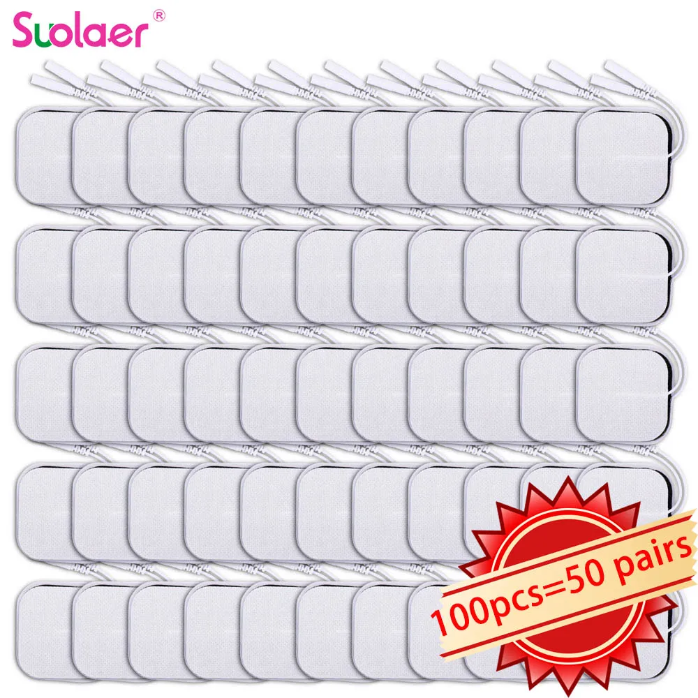

100pcs Tens Electrodes Physiotherapy Pads EMS Muscle Stimulator Massage Patch Neck Back Foot Hand Leg Body Massager Accessories