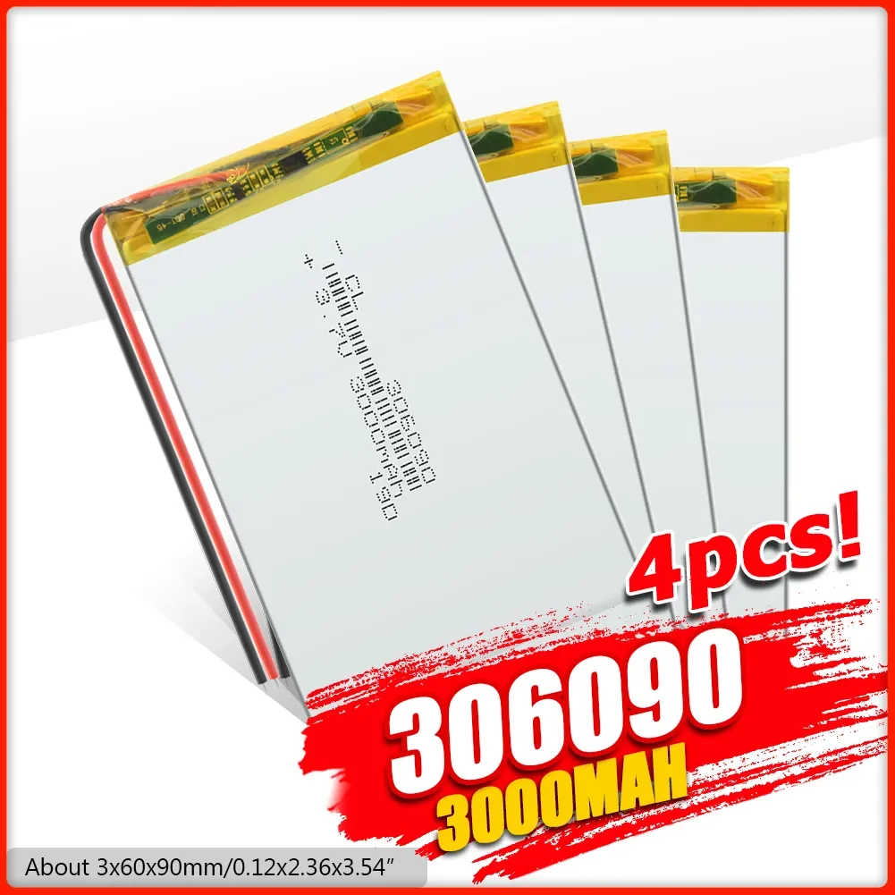 

3000mAh 306090 Li-ion Lipo Battery Rechargeable Universal Backup Power Replacement Battery For 7 Inch Tablet PC MP4 GPS PSP