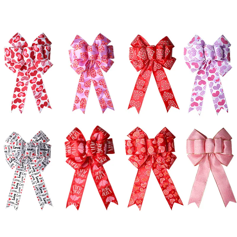 

New Valentine's Day Bow Party Decoration Love Heart Ribbon Bowknot DIY Bow Ribbon
