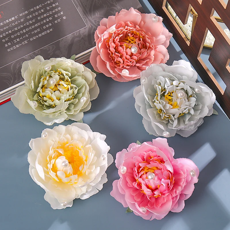 

3 Piece Big Peony Silk Flower Hairclips Set Classic Wedding Hair Decor Hanfu Hairpin Beautiful Beauty Cosplay Antique Photograpy
