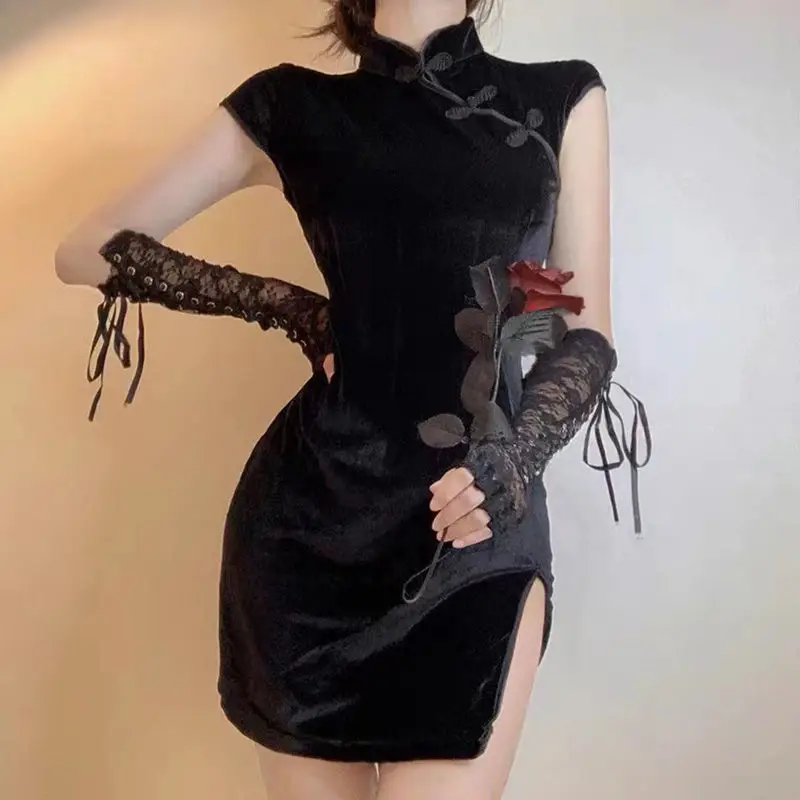 Чонсам для молодых девушек новый год осень улучшенное облегающее платье