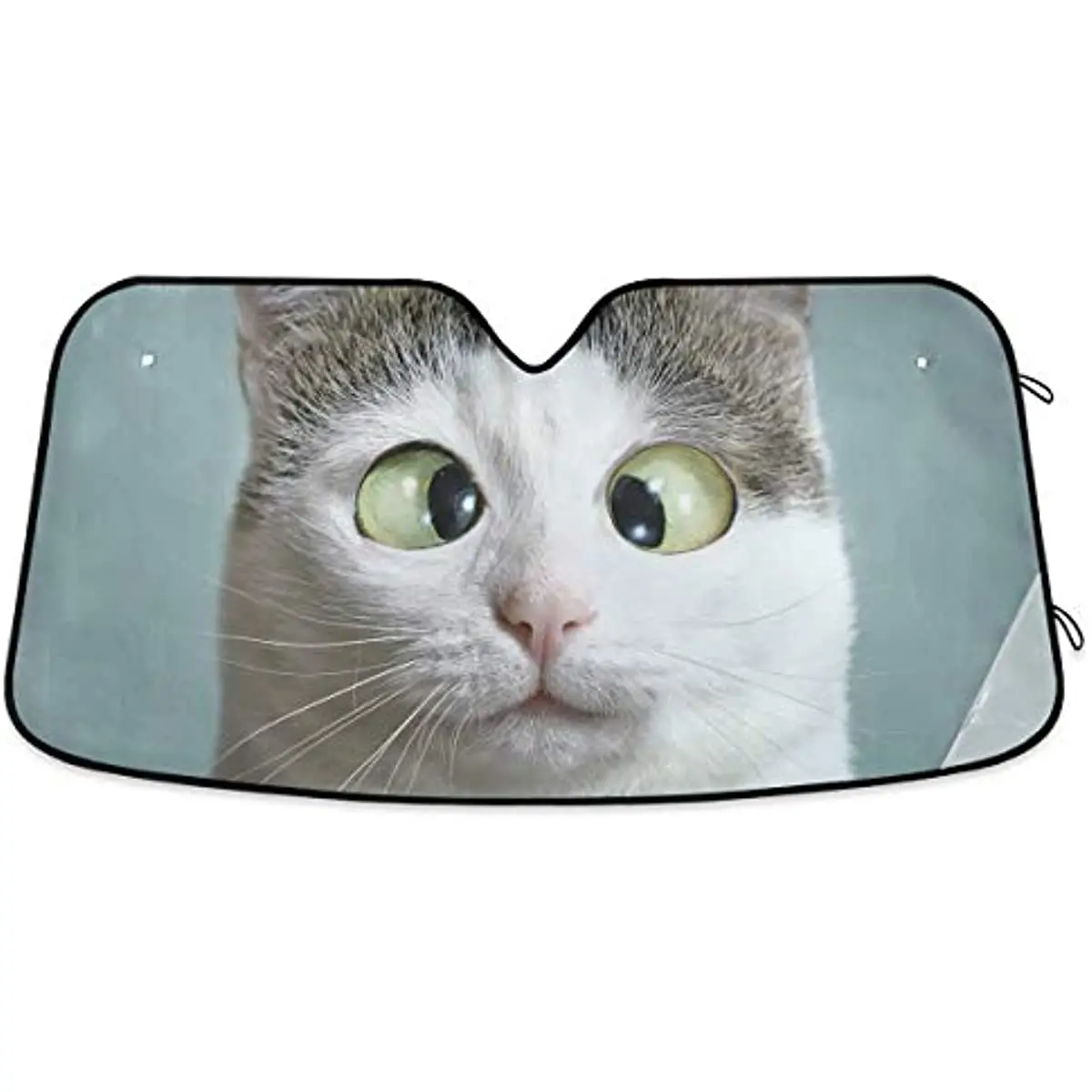

YYZZH Funny Cat Squint Eye Car Windshield Sun Shade Block UV Rays Sun Visor Protector Accordion Folding Sunshade Keep Vehicle Co
